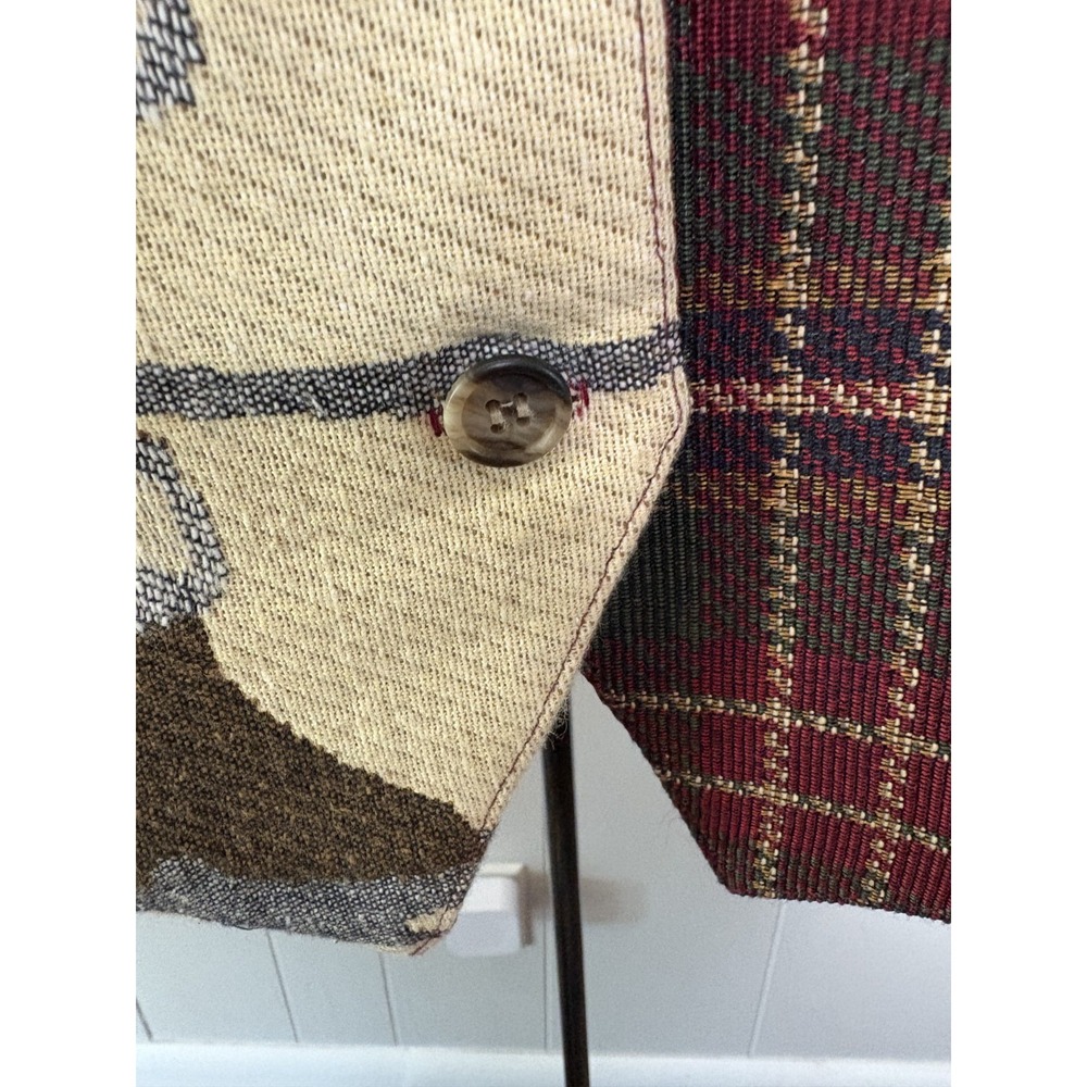 Vintage‎ On the Verge Sz L Santa Teddy Bear Train Toys Vest Plaid Christmas - Picture 8 of 8